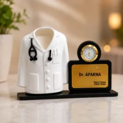 Doctor Coat Desk Organizer Name Plate with Clock